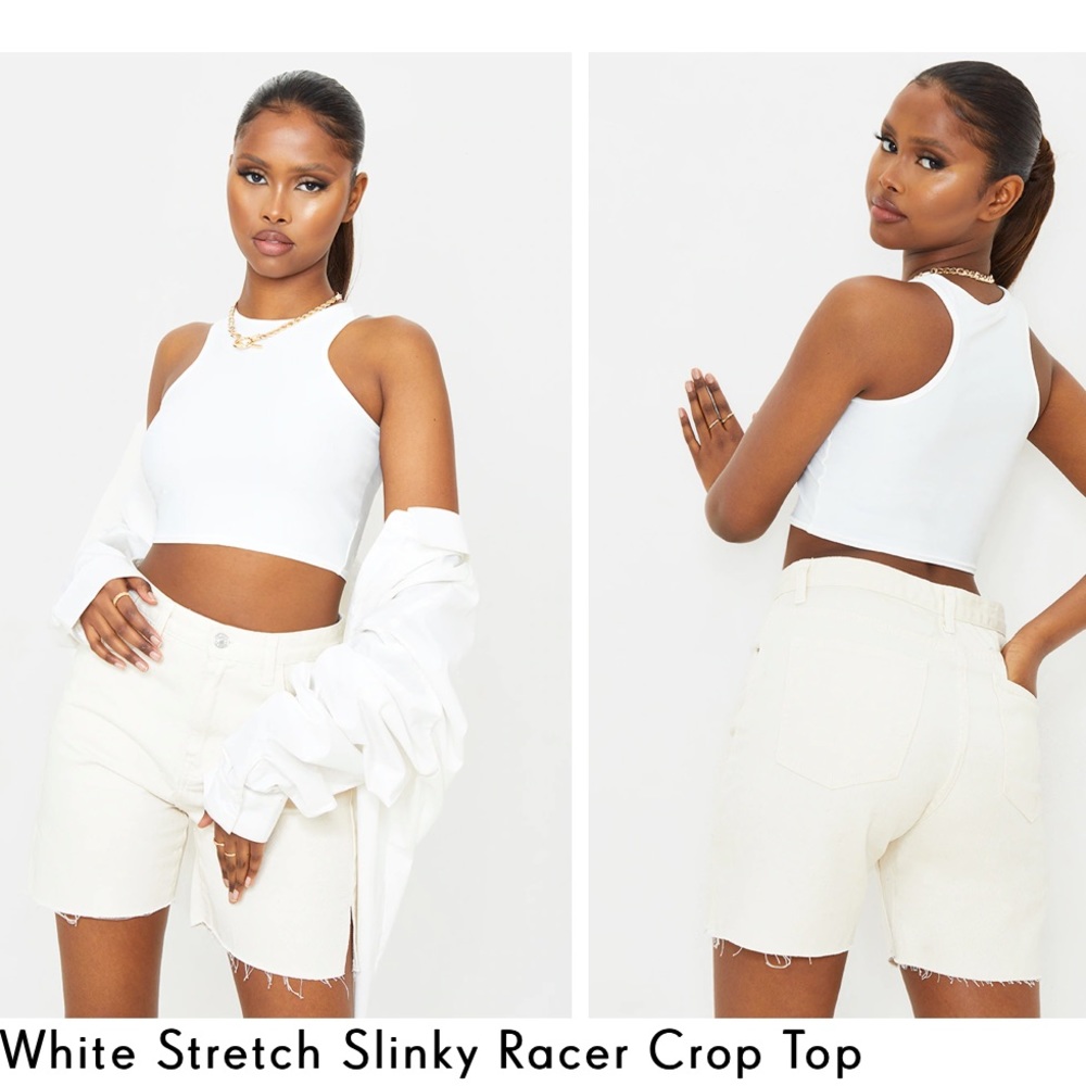 White Racer Crop Top